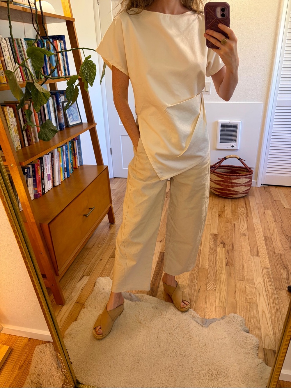 Handmade (by me) assymetrical pleat top in cotton